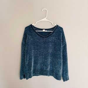 GAP | Blue Chenille Thick Knit V-Neck Sweater